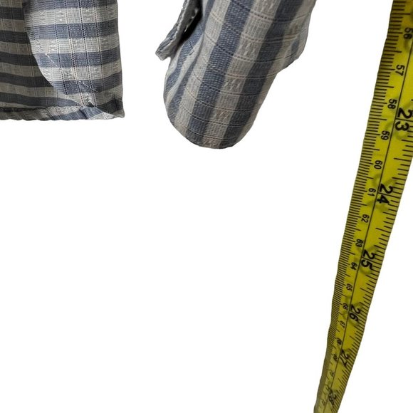 Vintage 90s Grey Stripe Button Up Long Sleeve Top Large - Picture 5 of 6